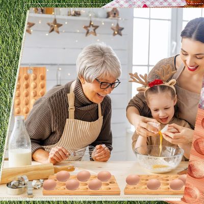 Plateau à œufs en bois dévié à 24 trous pour servir les légumes