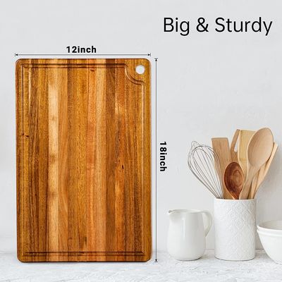 Comme votre demande planche à découper avec la poignée de rainure de jus de bois d'acacia planche de coupe