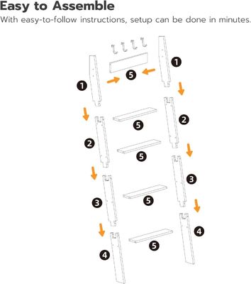 Étagère à serviettes inclinée à 5 niveaux de taille commune avec imprimante brûlée et conception décorative