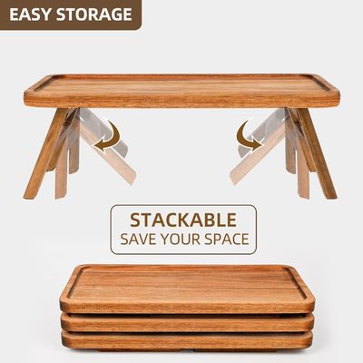 3 étages en bois de la tour d'affichage de gâteaux d'acacia bois pliable plateau de service pour la partie