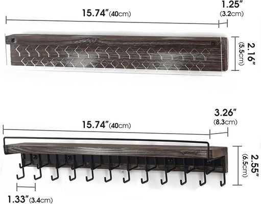 Affichage de boucle d'oreille en bois de ferme rustique personnalisée et support de mur de collier en acrylique transparent