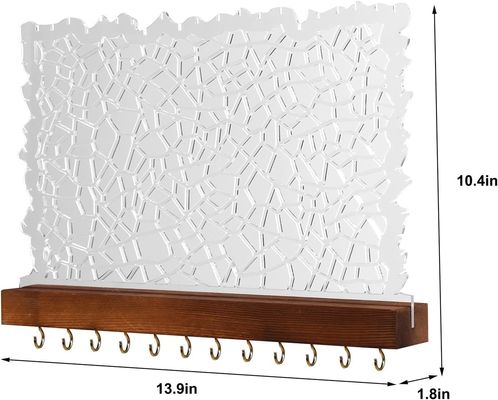 Design fonctionnel Étagère flottante en bois Affichage d'oreille acrylique pour logo personnalisé