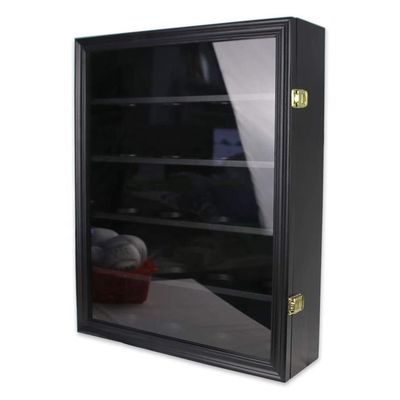 Armoire d'affichage en bois et acrylique noir 20 pour le baseball pour le stockage de souvenirs sportifs