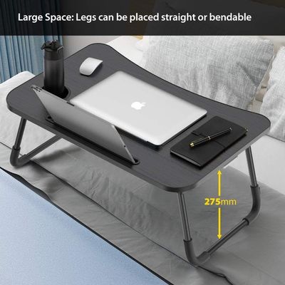 Bureau portable pliable réglable en hauteur avec tiroir de rangement et porte-gobelets