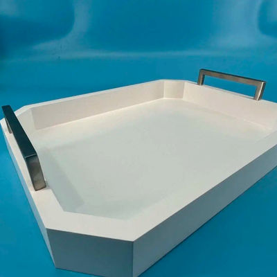 Logo personnalisé Plateau de service en bois blanc acceptable avec poignées en bois d'acacia