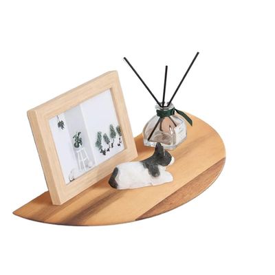 Taille personnalisée Couleur en forme de demi-cercle Ensemble de 3 plateaux flottants en bois d'acacia de 14 pouces