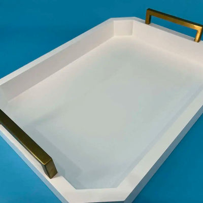 Logo personnalisé Plateau de service en bois blanc acceptable avec poignées en bois d'acacia