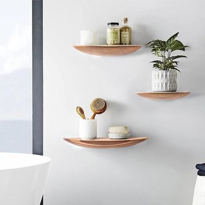 Taille personnalisée Couleur en forme de demi-cercle Ensemble de 3 plateaux flottants en bois d'acacia de 14 pouces