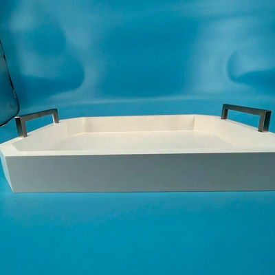 Logo personnalisé Plateau de service en bois blanc acceptable avec poignées en bois d'acacia