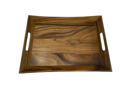 19.88 X 14 X 2,5 pouces Acácia courbe plateau de service avec le logo de la poignée pour les magasins de cadeaux