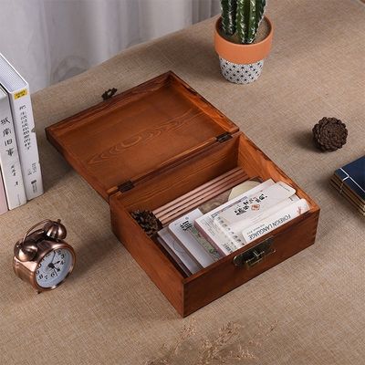 Laque de traitement de style vintage personnalisé petite boîte de photo de mariage en bois avec verrou