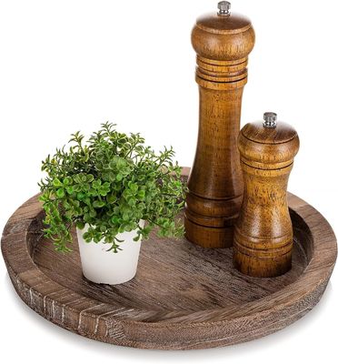 Plateau de service en bois sur mesure Décorateur de bougie ronde rustique pour outils et conception de gâteaux