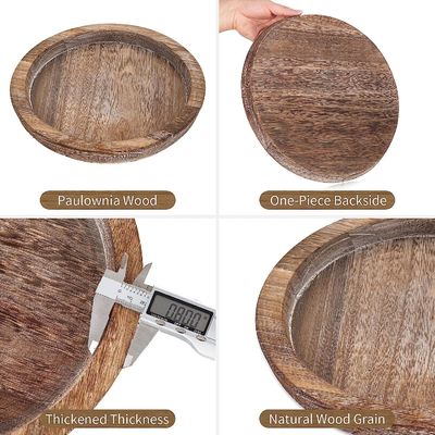 Plateau de service en bois sur mesure Décorateur de bougie ronde rustique pour outils et conception de gâteaux
