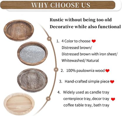 Plateau de service en bois sur mesure Décorateur de bougie ronde rustique pour outils et conception de gâteaux