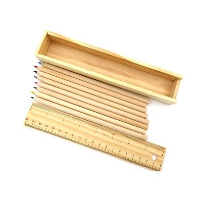 12 crayons de couleur boîte de crayon en bois pour stationnaire étudiant commande sur mesure acceptée