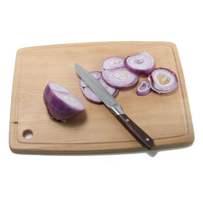 Tableau de coupe en bois massif de hêtre fonctionnel et durable avec poignée d'impression brûlée