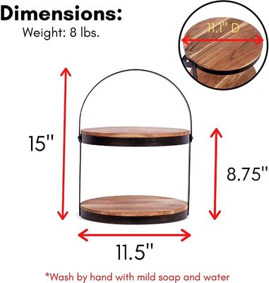 Comme votre demande 2 étage plateau de service en bois avec support métallique gâteau dessert affichage