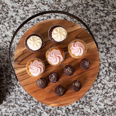 Comme votre demande 2 étage plateau de service en bois avec support métallique gâteau dessert affichage