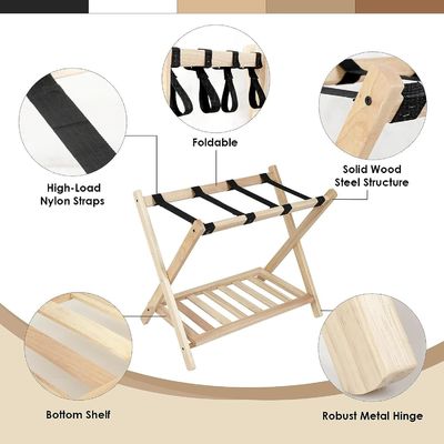 Étagères à bagages pliables de niveau 2 en grande quantité avec étagère et ceintures en nylon lourdes