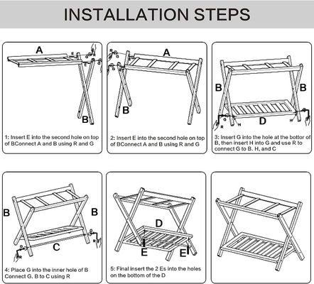 Étagères à bagages pliables de niveau 2 en grande quantité avec étagère et ceintures en nylon lourdes