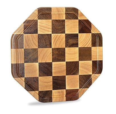 Personnalisé 12X12X0.8 pouces de bois d'acacia de coupe octagonale de serveur avec rainure de jus