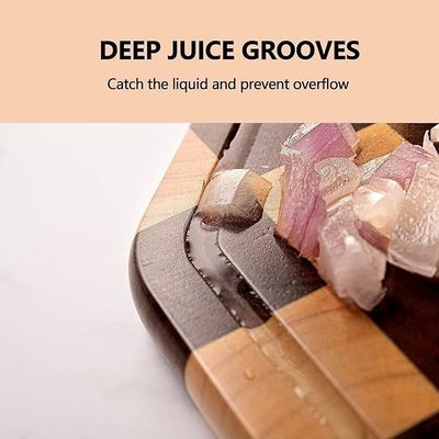 Personnalisé 12X12X0.8 pouces de bois d'acacia de coupe octagonale de serveur avec rainure de jus