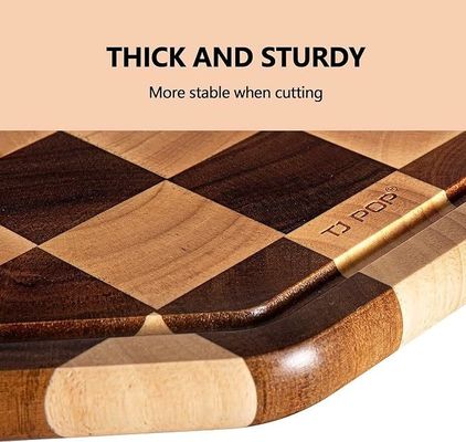 Personnalisé 12X12X0.8 pouces de bois d'acacia de coupe octagonale de serveur avec rainure de jus