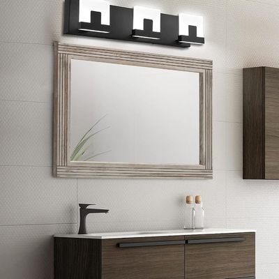 Miroir mural en bois épissé pour salle de bains cadre en bois massif