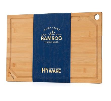 18 x 12 pouces jus rainure planche de coupe de bambou grand Xtra grand pour la cuisine logo personnalisé