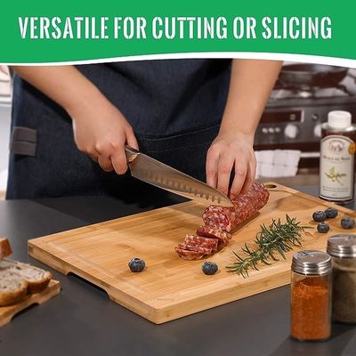 18 x 12 pouces jus rainure planche de coupe de bambou grand Xtra grand pour la cuisine logo personnalisé