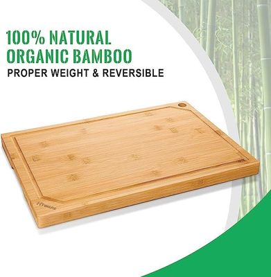 18 x 12 pouces jus rainure planche de coupe de bambou grand Xtra grand pour la cuisine logo personnalisé
