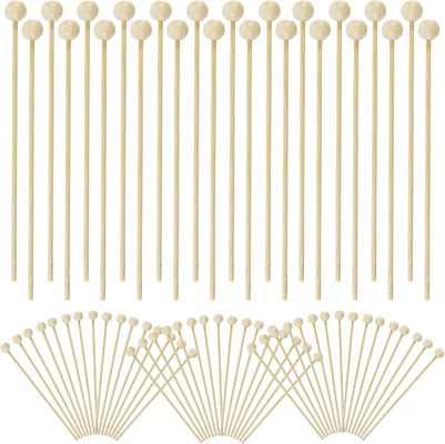 100 PCS 6 pouces Rock Candy Sticks avec boule de bois Swizzle Sticks Design moderne et simple