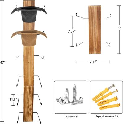 Conception fonctionnelle Monture murale multifonctionnelle Étagère de rangement et porte-chapeau pour bambou