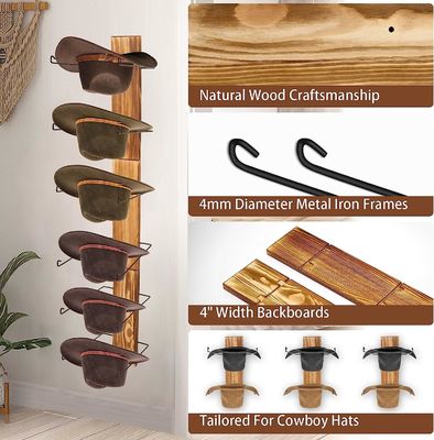Conception fonctionnelle Monture murale multifonctionnelle Étagère de rangement et porte-chapeau pour bambou