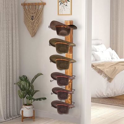 Conception fonctionnelle Monture murale multifonctionnelle Étagère de rangement et porte-chapeau pour bambou