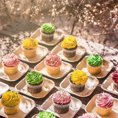 Plaque de bambou en bois à feuilles de palmier pour une fête jetable