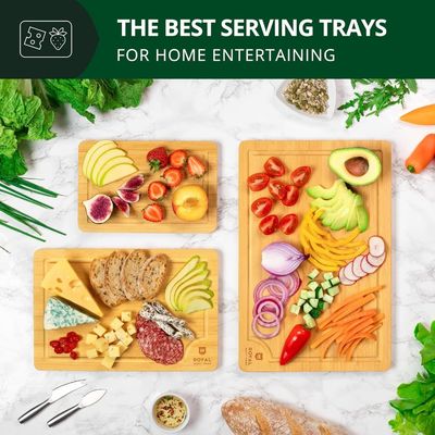 Tableau de coupe en bambou naturel extra-grand avec rainures d'huile