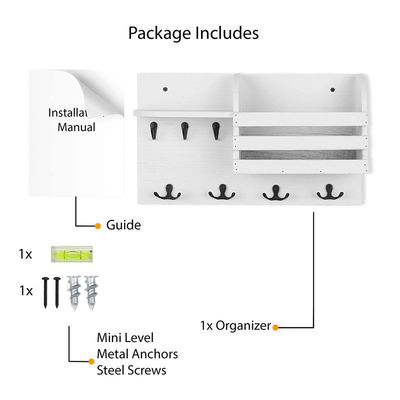 Plateau de rangement à double étage monté sur le mur Magnétique pour la maison Accrocheur d'organisateur avec porte-clés