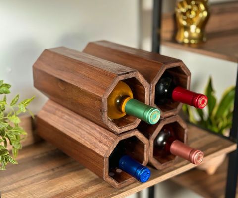 Réservoir de vin en bois empilable en grande quantité pour un support de vin sur table personnalisable