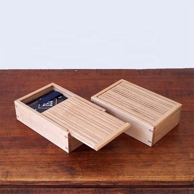 Boîte de couleur personnalisable en bois à couvercle coulissant pour carte de visite