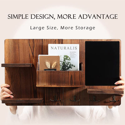 Étagère en bois OEM avec crochet en tissu Entrée organisateur Crochets de manteau porte-clés porte-poste porte-bouteille créatif porte-bloc