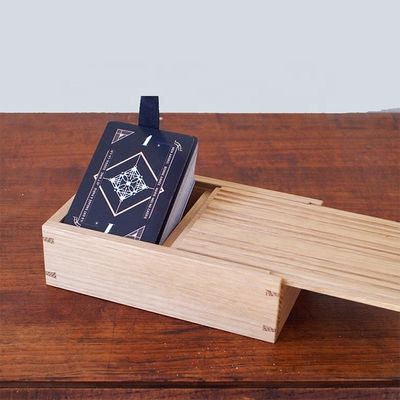 Boîte de couleur personnalisable en bois à couvercle coulissant pour carte de visite