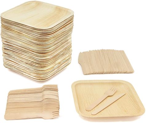Plaques de feuilles de palmier gravées compostables de style bambou 6" 8'10" Carré 25pk Eco Friendly