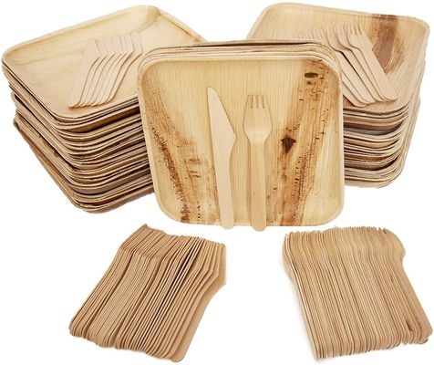 Plaques de feuilles de palmier gravées compostables de style bambou 6" 8'10" Carré 25pk Eco Friendly