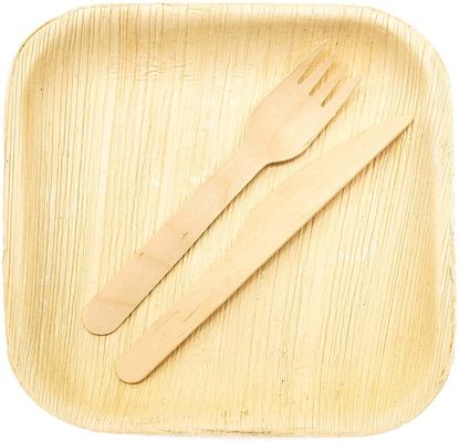 Plaques de feuilles de palmier gravées compostables de style bambou 6" 8'10" Carré 25pk Eco Friendly