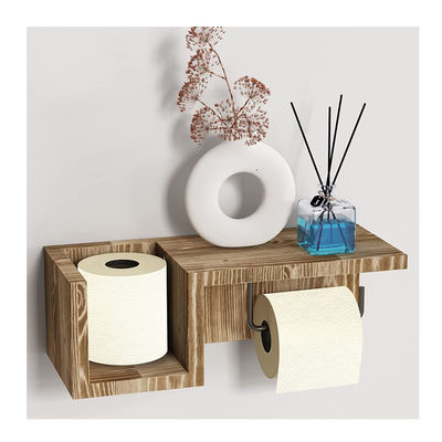 Monture murale de salle de bains en bois blanc support de papier toilette avec stockage étanche