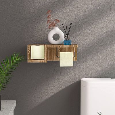 Monture murale de salle de bains en bois blanc support de papier toilette avec stockage étanche