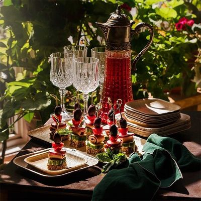 6x9 pouces Palm Leaf Square Plate de dîner pour les fêtes