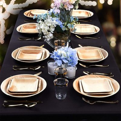 Technique de gravure Compostable écologique Areca feuille de palme Plaques carrées jetables 8 pouces