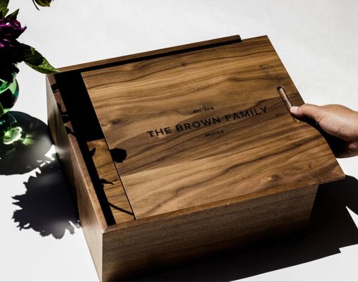 Boîte de mémoire personnalisée minimaliste moderne pour souvenirs et porte-souvenirs de logo personnalisés